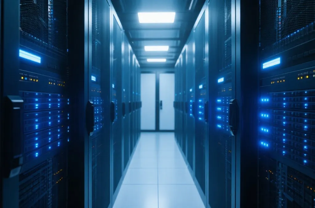 安全稳定的高科技服务器与数据加密保护示意图